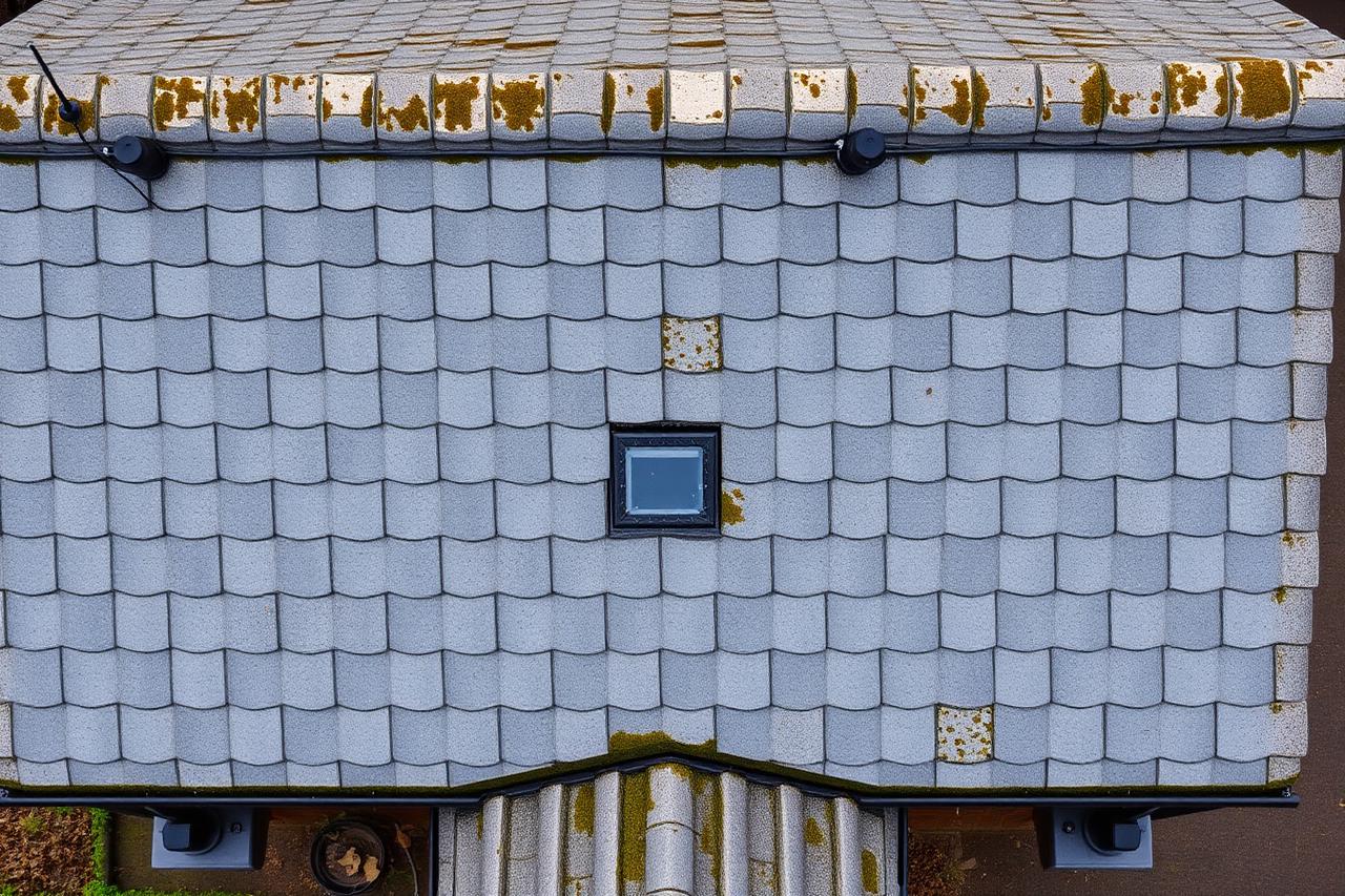 Example drone roof survey photograph: Front elevation — main roof slope and ridge